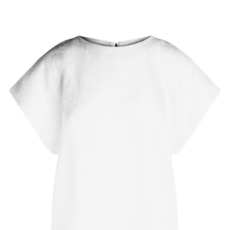 Haris Cotton Linen T-shirt With High Neck In White