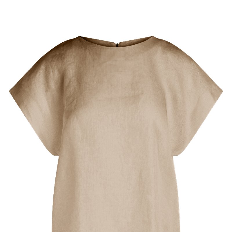 Shop Haris Cotton Linen T-shirt With High Neck In Pink
