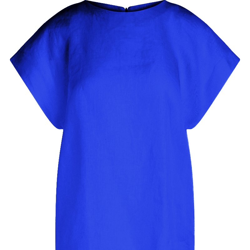 Haris Cotton Linen T-shirt With High Neck In Blue
