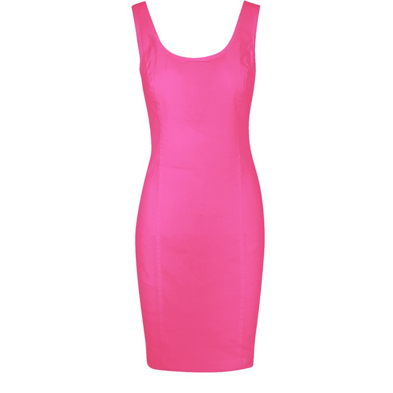Haris Cotton Sleeveless Jersey Linen Blend Stretch Dress In Pink