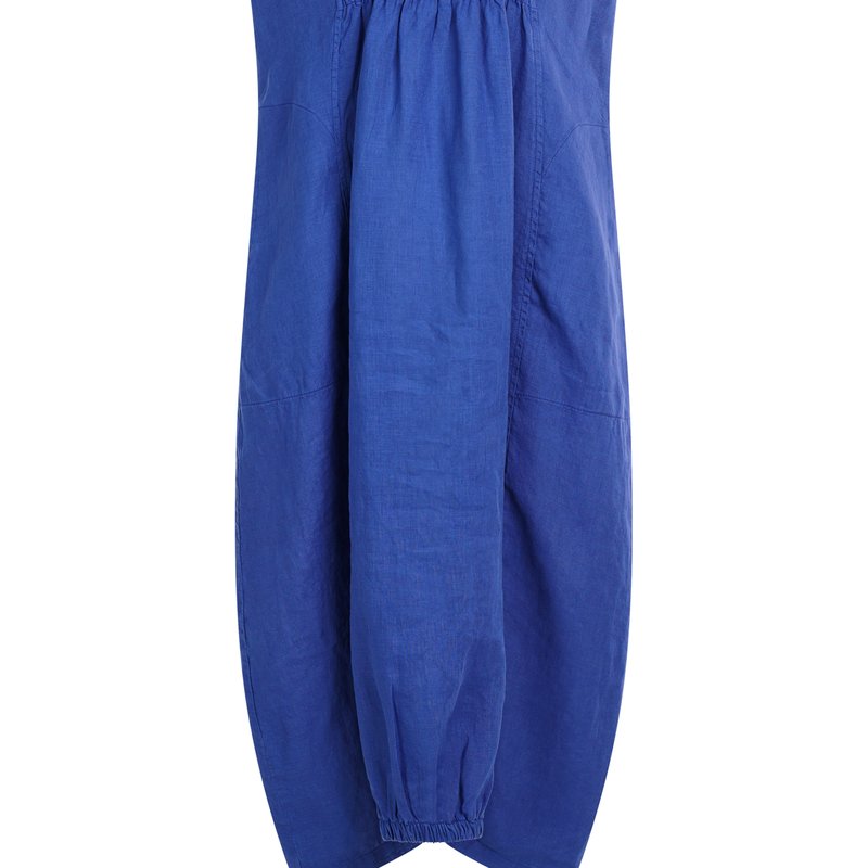 Haris Cotton Sleeveless Linen Midi Dress With Elastic Details In Purple