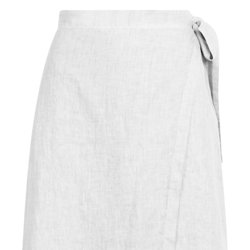 Haris Cotton Wrap Style Linen Skirt In White