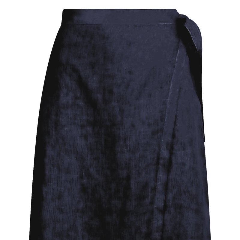 Haris Cotton Wrap Style Linen Skirt In Blue