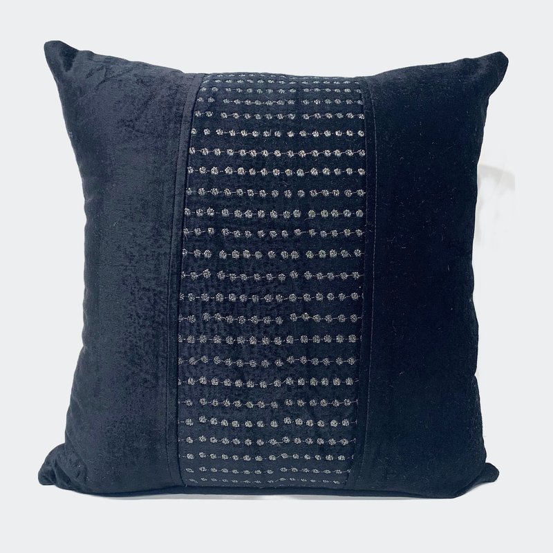 Harkaari Embroidery Multi Circles Center Patch Throw Pillow In Black