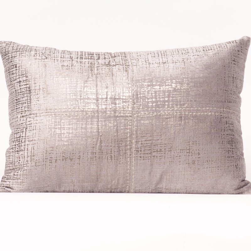 Harkaari Foil And Cross Stitch Lumbar Throw Pillow In Purple