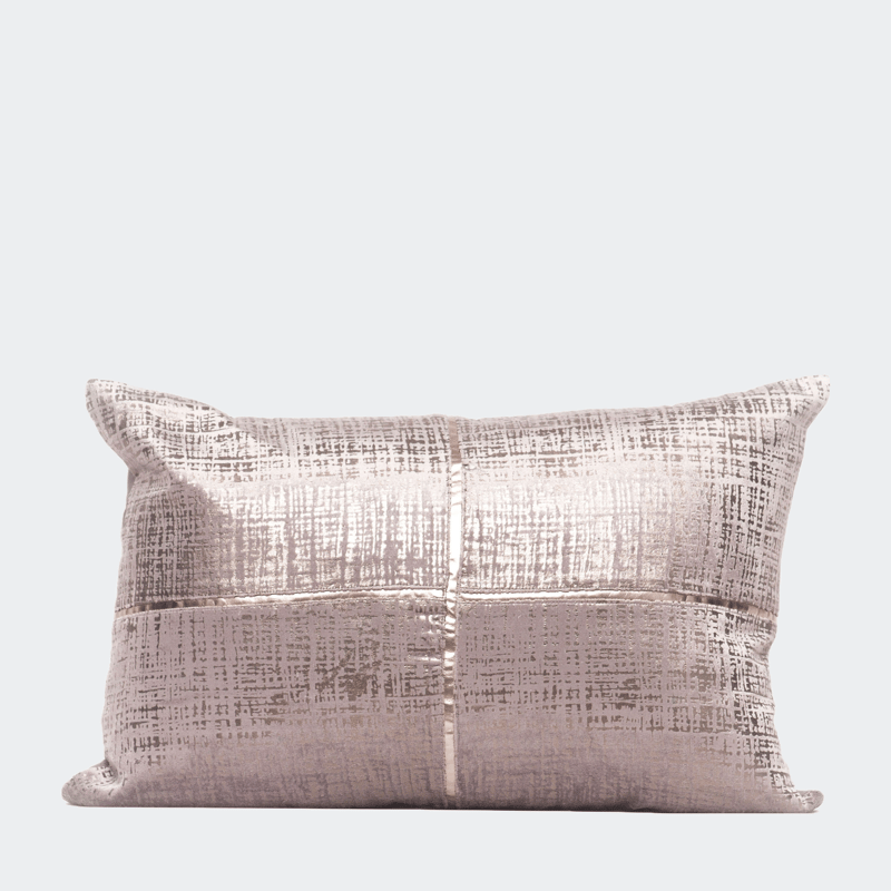 Harkaari Foil And Pu Cross Leather Lumbar Throw Pillow In Purple