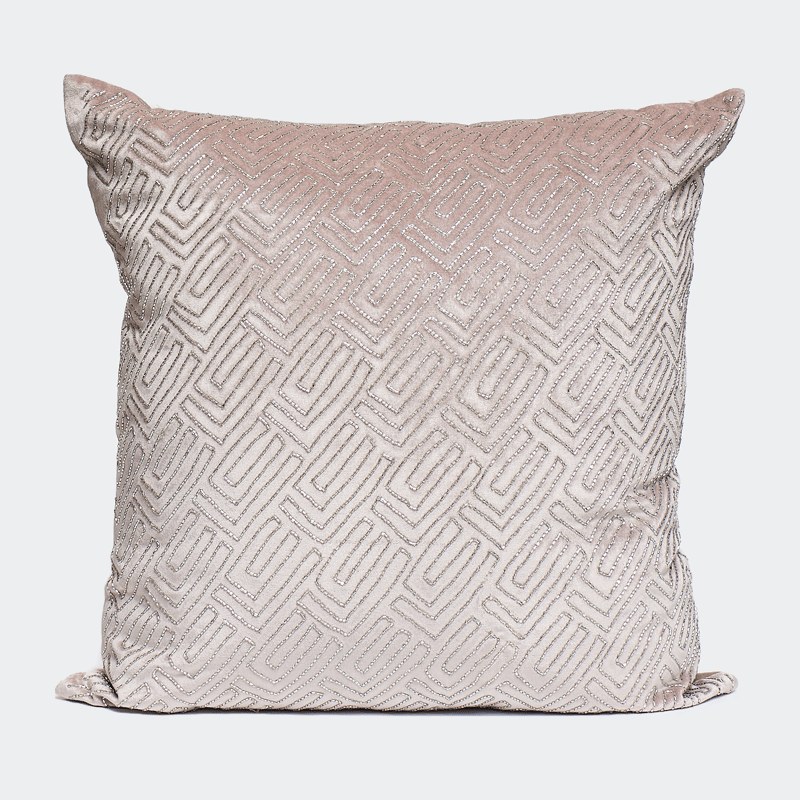 Harkaari Labyrinth Heavily Embellished Velvet Throw Pillow In Pink