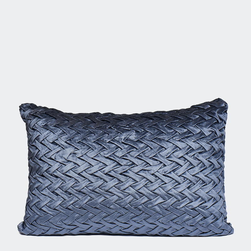Harkaari Loose V Style Smocked Velvet Throw Pillow In Blue