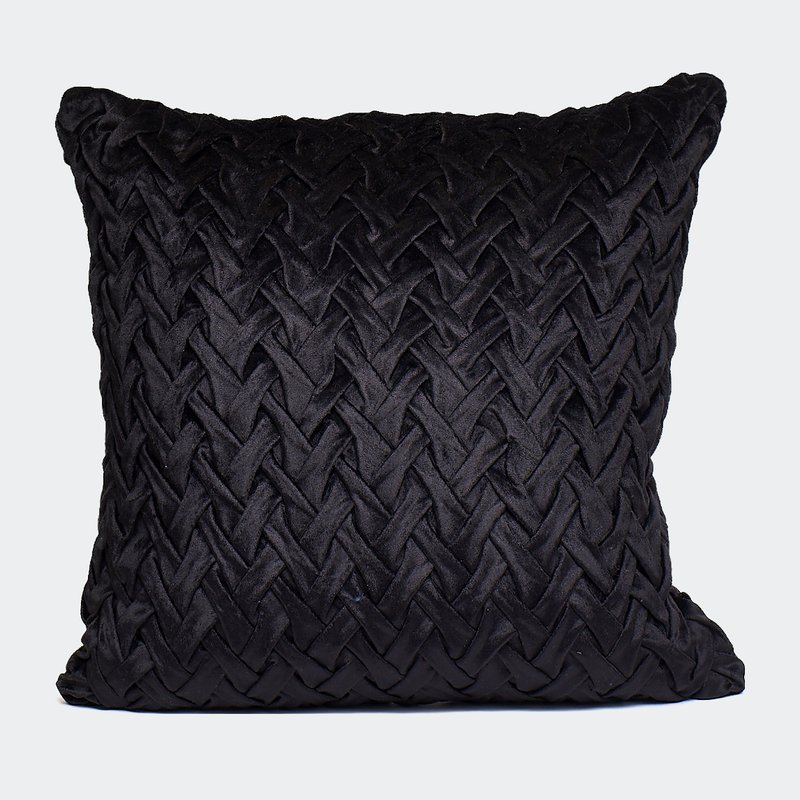 Harkaari Loose V Style Smocked Velvet Throw Pillow In Black