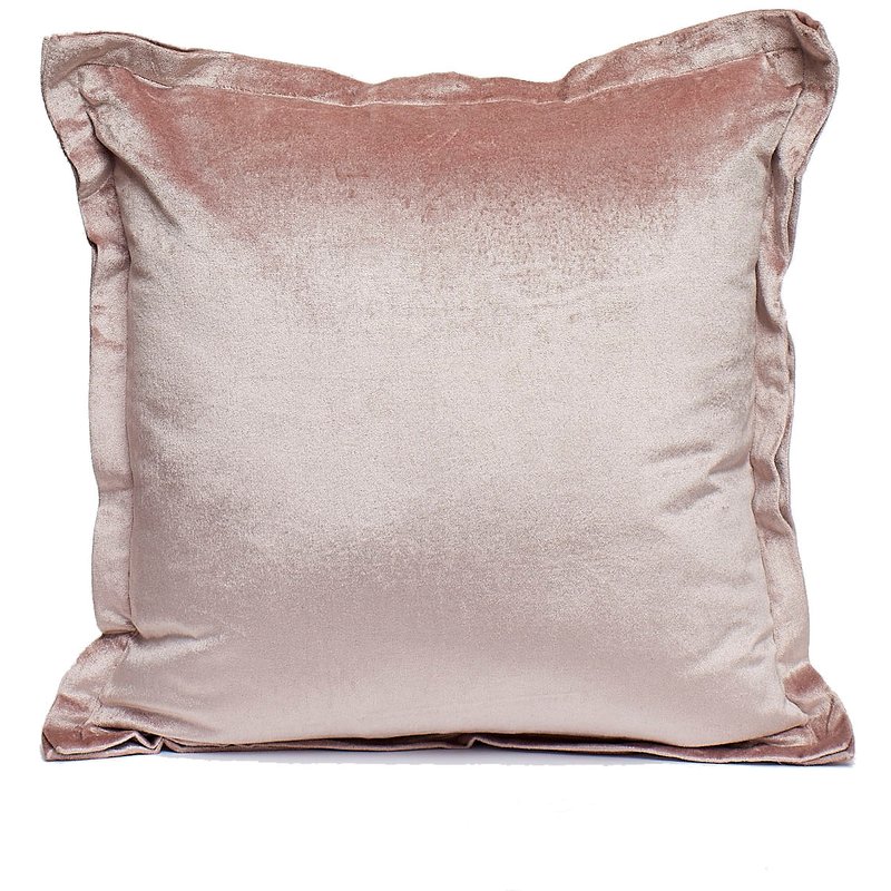 Harkaari Plain Velvet Throw Pillow With Lip Flange Trim In Pink