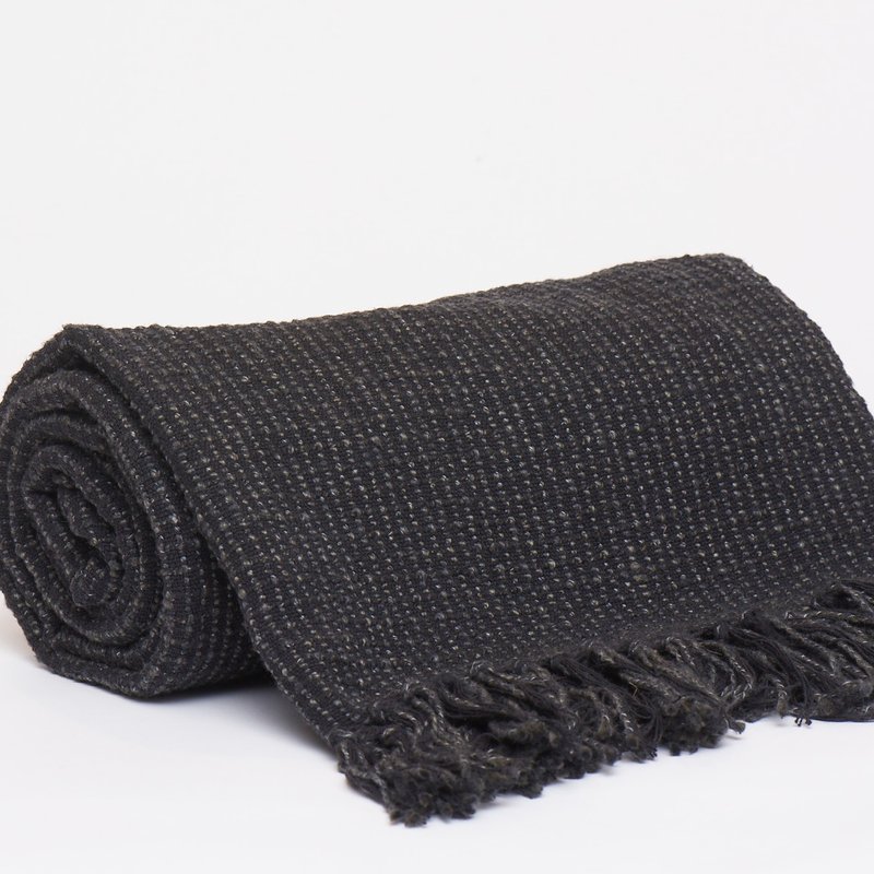 Shop Harkaari Square Stitch Pattern Throw With Fringe Ends In Black