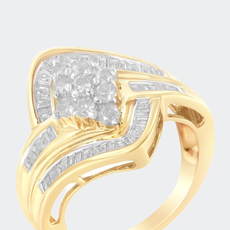 Haus Of Brilliance 10 K Yellow Gold Over .925 Sterling Silver Diamond Bypass Cluster Ring