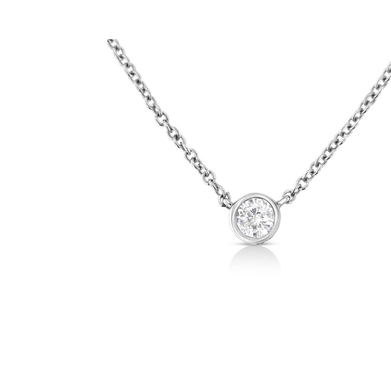 Haus Of Brilliance 10k Gold 0.10 Carat Diamond Classic Bezel-set Solitaire Pendant Necklace With 16"-18" Adjustable Cha In White