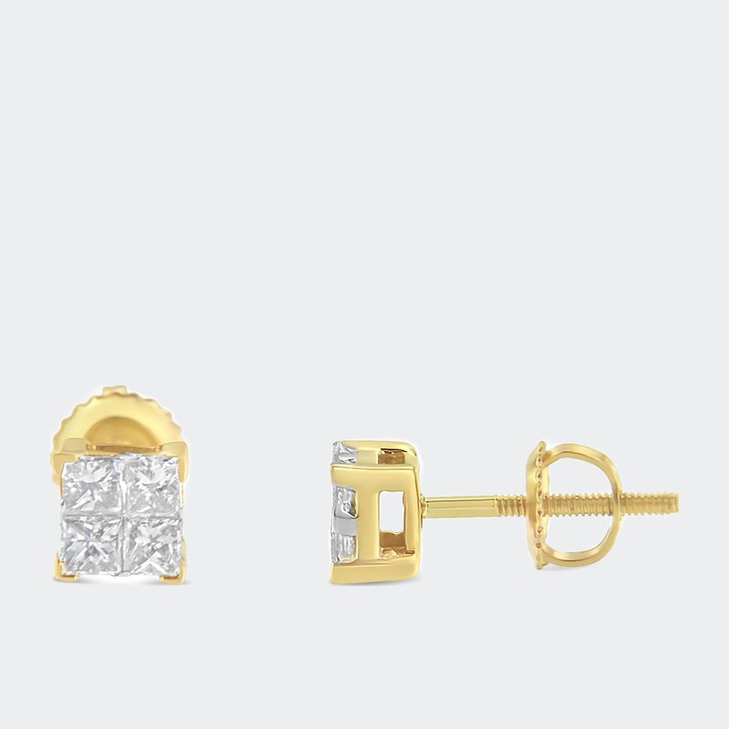 Shop Haus Of Brilliance 10k Gold Diamond Square Stud Earring In Yellow