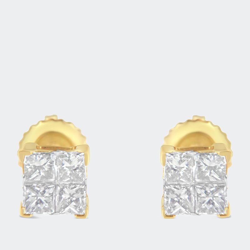 Shop Haus Of Brilliance 10k Gold Diamond Square Stud Earring In Yellow
