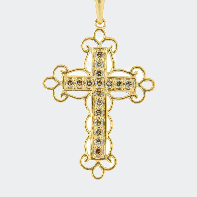 Haus Of Brilliance 10k Gold Plated .925 Sterling Silver 2 1/2 Cttw Diamond Cross Pendant Necklace In Yellow