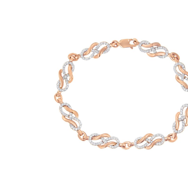 Haus Of Brilliance 10k Rose Gold 1.0 Cttw Diamond Infinity Loop And Swirl Link Bracelet In Pink