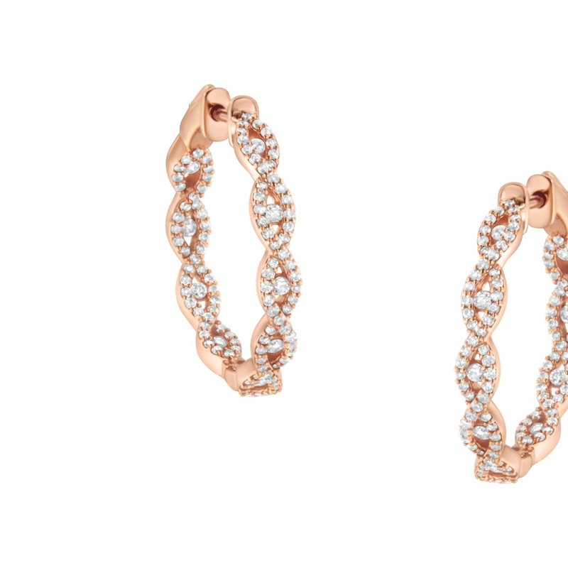 Haus Of Brilliance 10k Rose Gold Diamond Hoop Earring In Pink