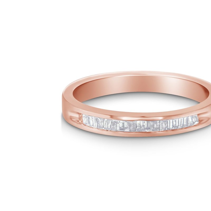 Haus Of Brilliance 10k Rose Gold Over .925 Sterling Silver 1/5 Cttw Diamond Channel-set Stackable Band Ring In Pink