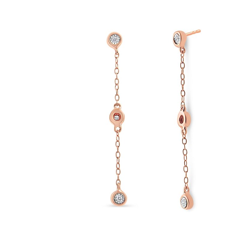 Haus Of Brilliance 10k Rose Gold Plated .925 Sterling Silver 1/15 Cttw Diamond Dangle Earring In Pink