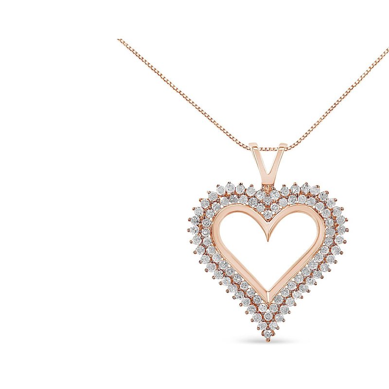 Haus Of Brilliance 10k Rose Gold Plated .925 Sterling Silver 1/2 Cttw Diamond Heart 18" Pendant Necklace In Pink