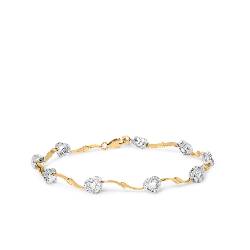 Haus Of Brilliance 10k Two-tone Gold 1/3 Cttw Diamond Pave Set Heart S-link 7.25" Bracelet
