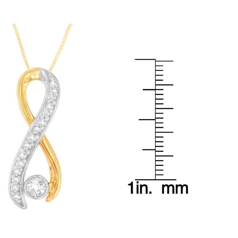 Shop Haus Of Brilliance 10k Two-tone Gold 1/5 Cttw Diamond Radiant Ribbon Pendant Necklace In Yellow