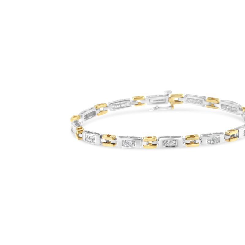 Haus Of Brilliance 10k Two-tone Gold Princess Cut Diamond Geo Link Bracelet