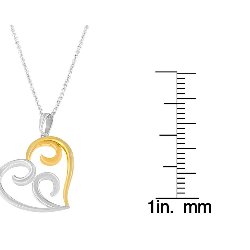 Shop Haus Of Brilliance 10k Two-tone Yellow Gold Over .925 Sterling Silver Two Toned Open Heart With Swirls 18" Box Chain Pe