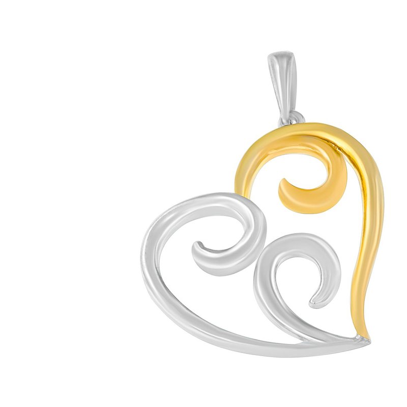 Shop Haus Of Brilliance 10k Two-tone Yellow Gold Over .925 Sterling Silver Two Toned Open Heart With Swirls 18" Box Chain Pe