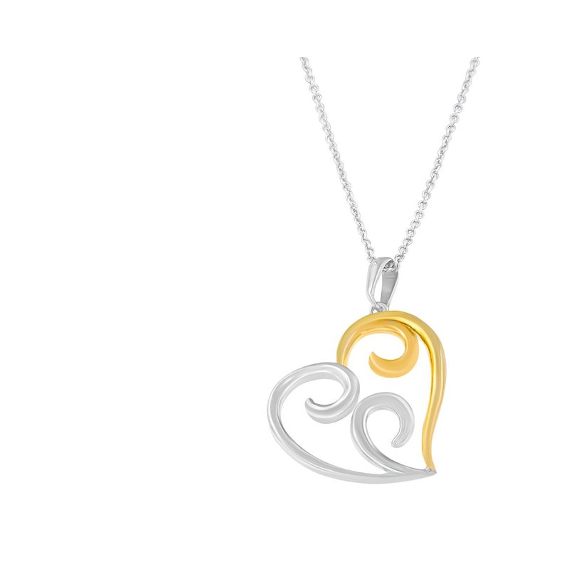 Haus Of Brilliance 10k Two-tone Yellow Gold Over .925 Sterling Silver Two Toned Open Heart With Swir