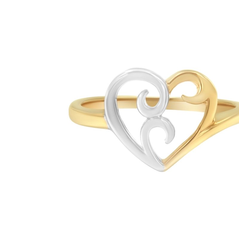 Haus Of Brilliance 10k Two-toned Gold Diamond Heart Shape Cluster Ring In Yellow