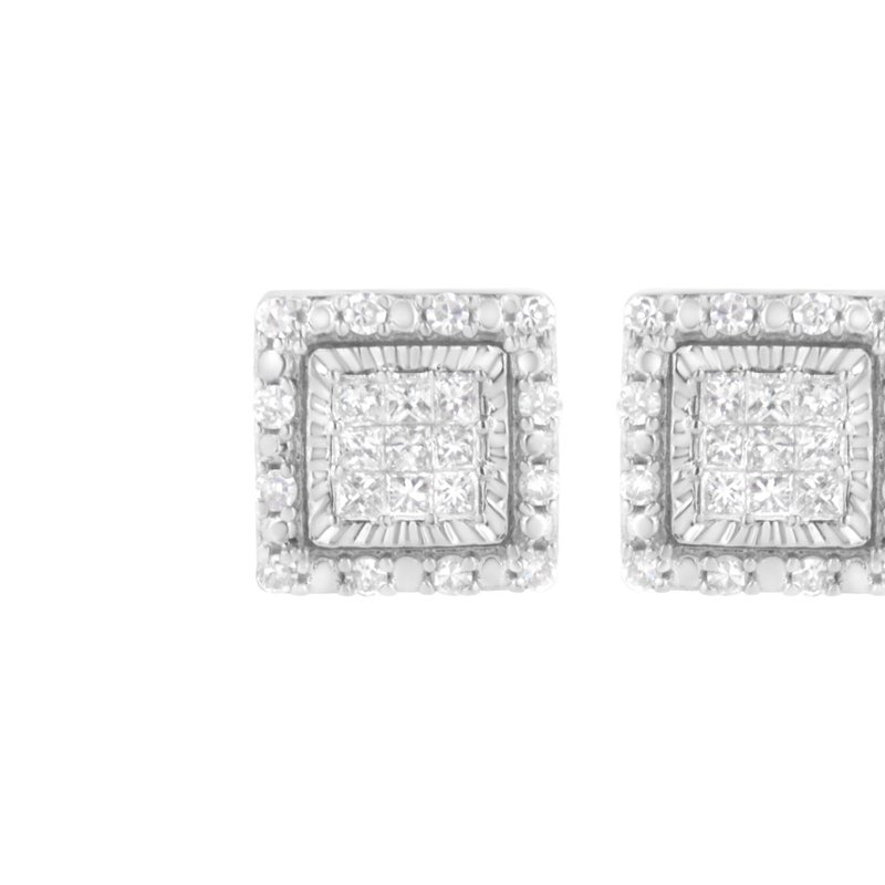 Haus Of Brilliance 10k White Gold 1/2 Cttw Invisible Set Princess-cut Diamond Square Stud Earring