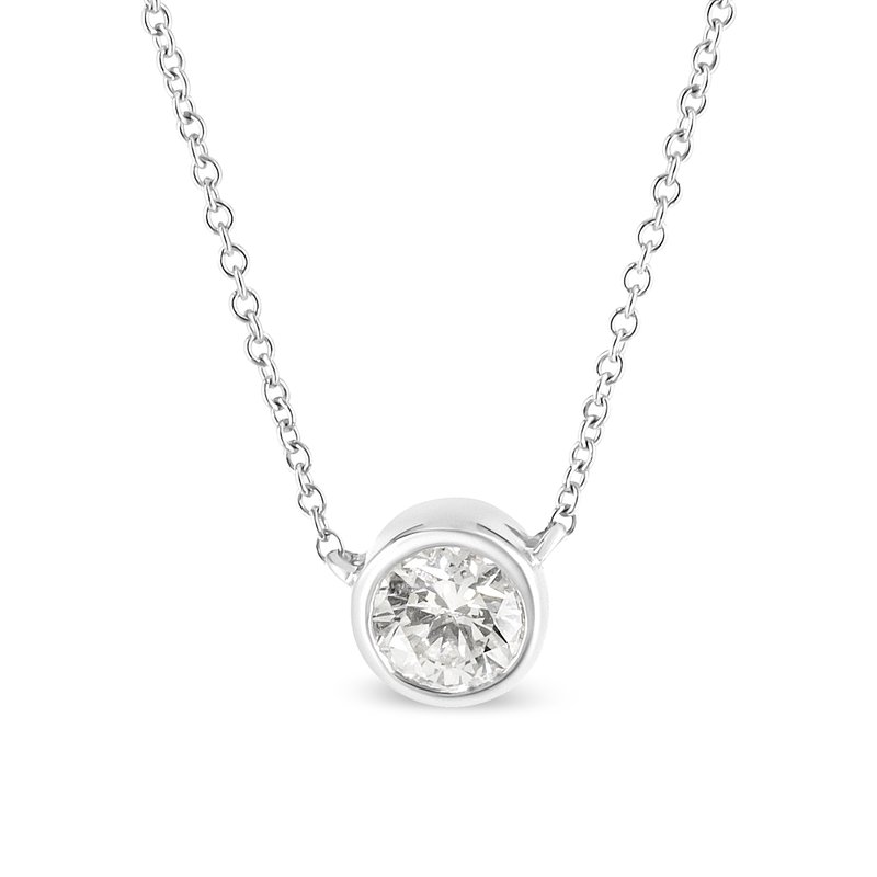 Haus Of Brilliance 10k White Gold 1/3 Cttw Round Bezel-set Diamond Solitaire Pendant Necklace