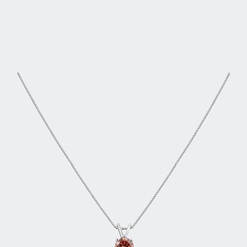 Shop Haus Of Brilliance 10k White Gold 1/4 Cttw Round Brilliant Cut Lab Grown Diamond 4-prong Solitaire Pendant Necklace In Red