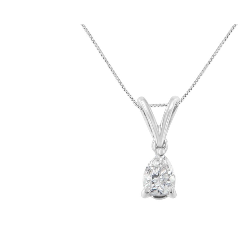 Haus Of Brilliance 10k White Gold 1/5 Cttw Diamond Pear Pendant Necklace