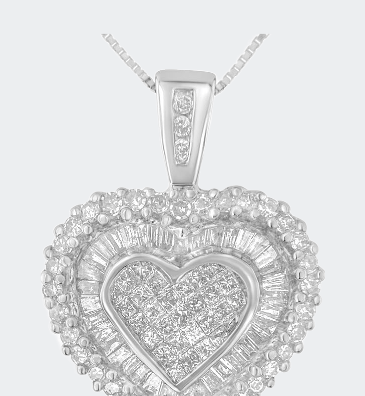 Haus Of Brilliance 10k White Gold 1 Cttw Multi Cut 1 Cttw Diamond Heart Pendant Necklace