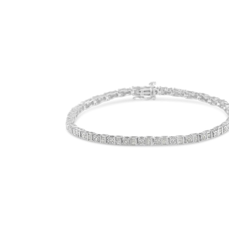 Haus Of Brilliance 10k White Gold 1.0 Cttw Baguette & Round Diamond Alternating Link Tennis Bracelet