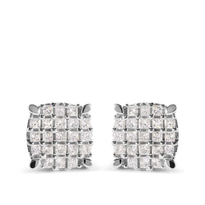 Haus Of Brilliance 10k White Gold 3/4 Cttw Princess Diamond Composite Cushion Shape Stud Earrings