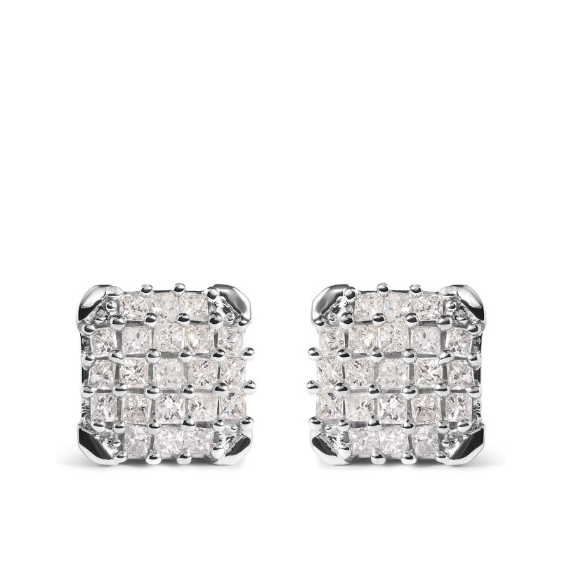 Haus Of Brilliance 10k White Gold 3/4 Cttw Princess Diamond Composite Open Frame Stud Earrings
