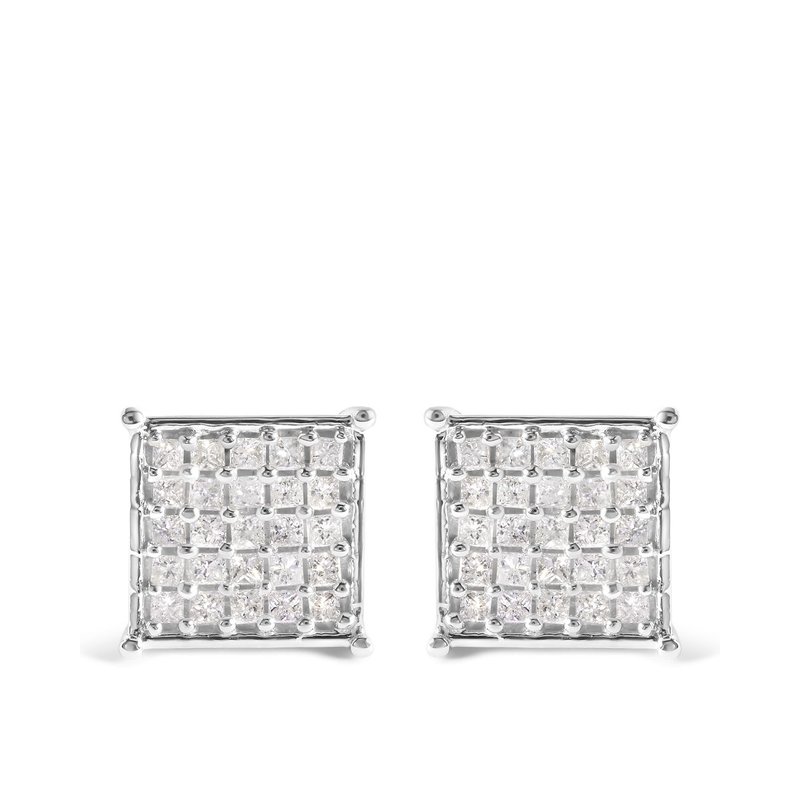 Haus Of Brilliance 10k White Gold 3/4 Cttw Princess Diamond Composite Stud Earrings