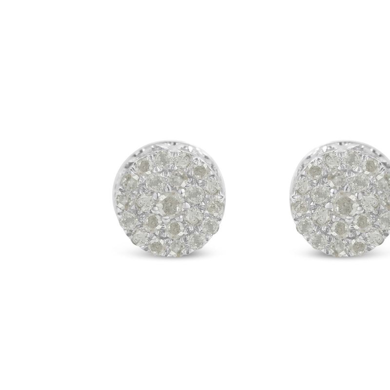 Haus Of Brilliance 10k White Gold Diamond Cluster Stud Earrings With Frame