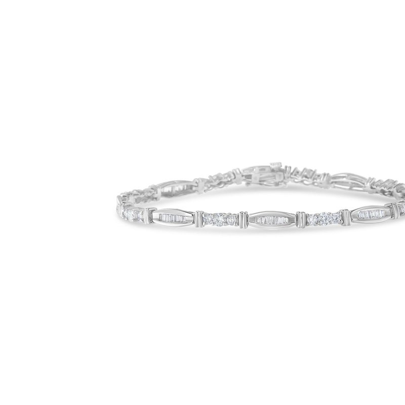 Haus Of Brilliance 10k White Gold Geometric Pattern Diamond Tennis Bracelet In Grey