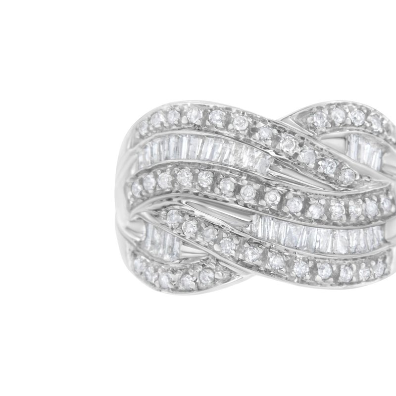 Haus Of Brilliance 10k White Gold Ring 3/4 Cttw Round And Baguette-cut Diamond Bypass Ring (h-i Color, I2-i3 Clarity)
