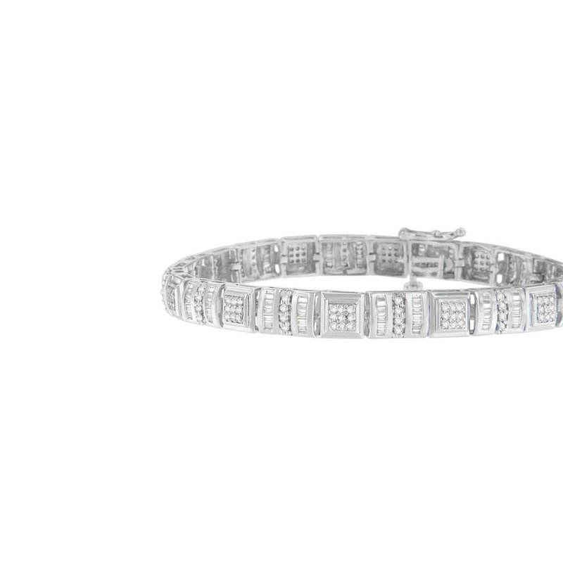 Haus Of Brilliance 10k White Gold Round And Baguette Cut Diamond Bracelet In Grey