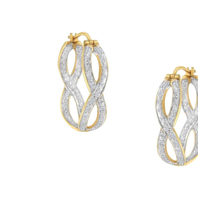 Haus Of Brilliance 10k Yellow And White Gold 1/4 Cttw Diamond Double Infinity Hoop Earrings