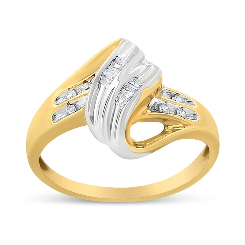 Haus Of Brilliance 10k Yellow And White Gold 1.00 Cttw Round And Baguette-cut Diamond Accent Bypass