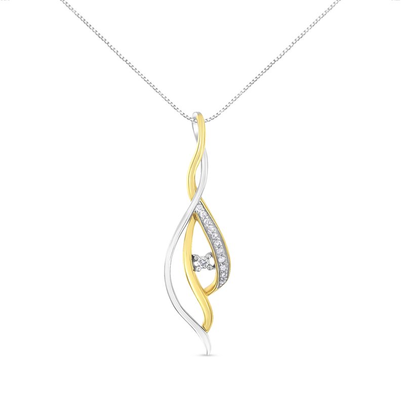 Haus Of Brilliance 10k Yellow And White Gold Round Cut Diamond Accent Cascade 18" Pendant Necklace
