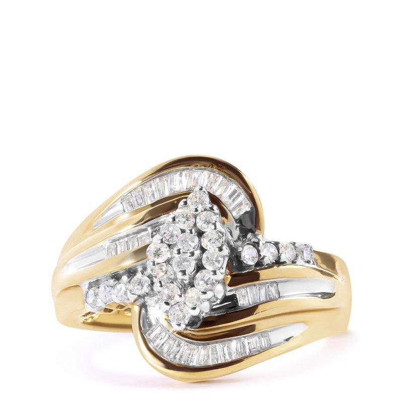 Haus Of Brilliance 10k Yellow Gold 1/2 Cttw Diamond Pear Cluster And Swirl Ring