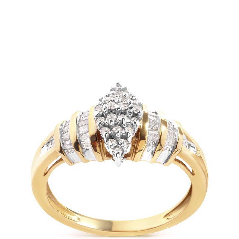 Haus Of Brilliance 10k Yellow Gold 1/2 Cttw Diamond Pear Shaped Head And Multi Row Channel Set Shank Ring
